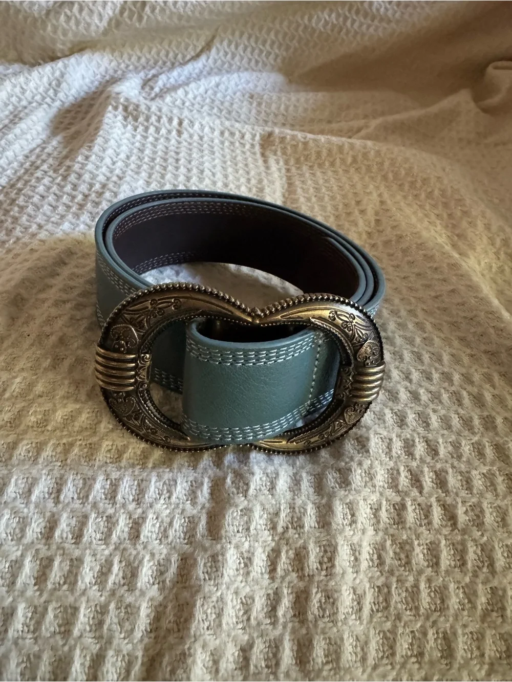 Sezane Gaia Leather Belt in Vintage Blue - Size 80